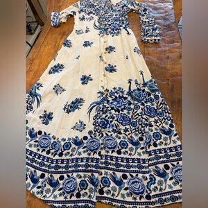 Floral Blue and White Maxi Dress